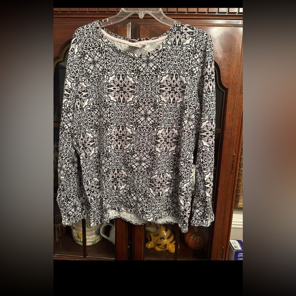 Rafaella Career Blouse Black & White Patterned size XL